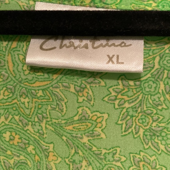 Christina India Lime Green Silk Shirt and Silk Scarf Combo - XL - Picture 2 of 9